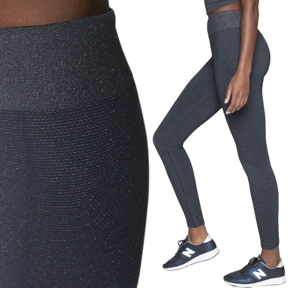 Athleta Shimmer Seamless Tight Athletic Leggings in Charcoal Grey Heather Small